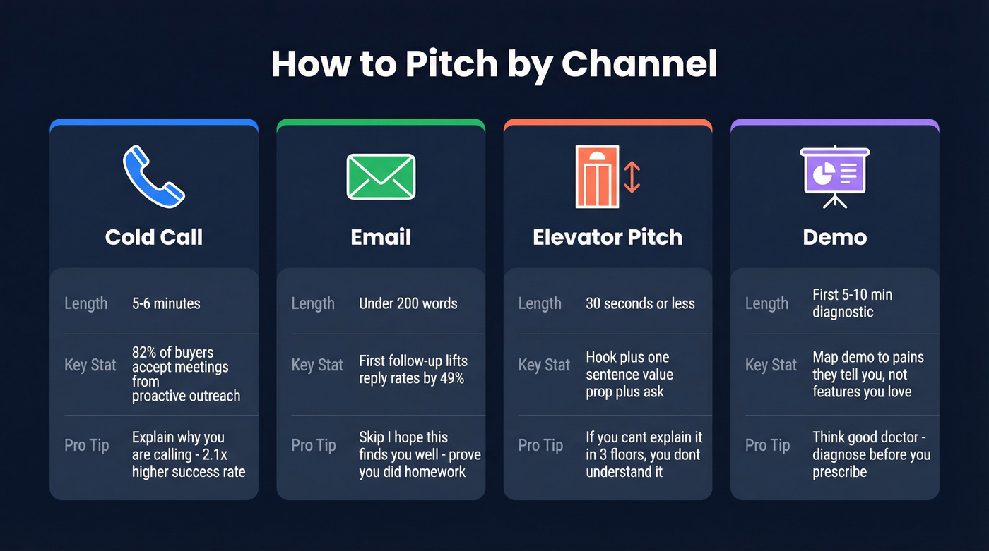Sales pitch comparison across four channels
