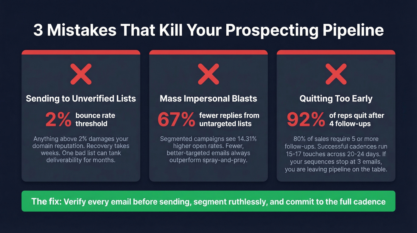 Three prospecting mistakes with key statistics