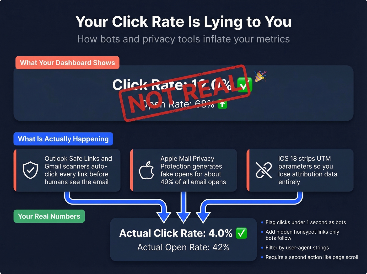 Diagram showing how bots inflate click rate data