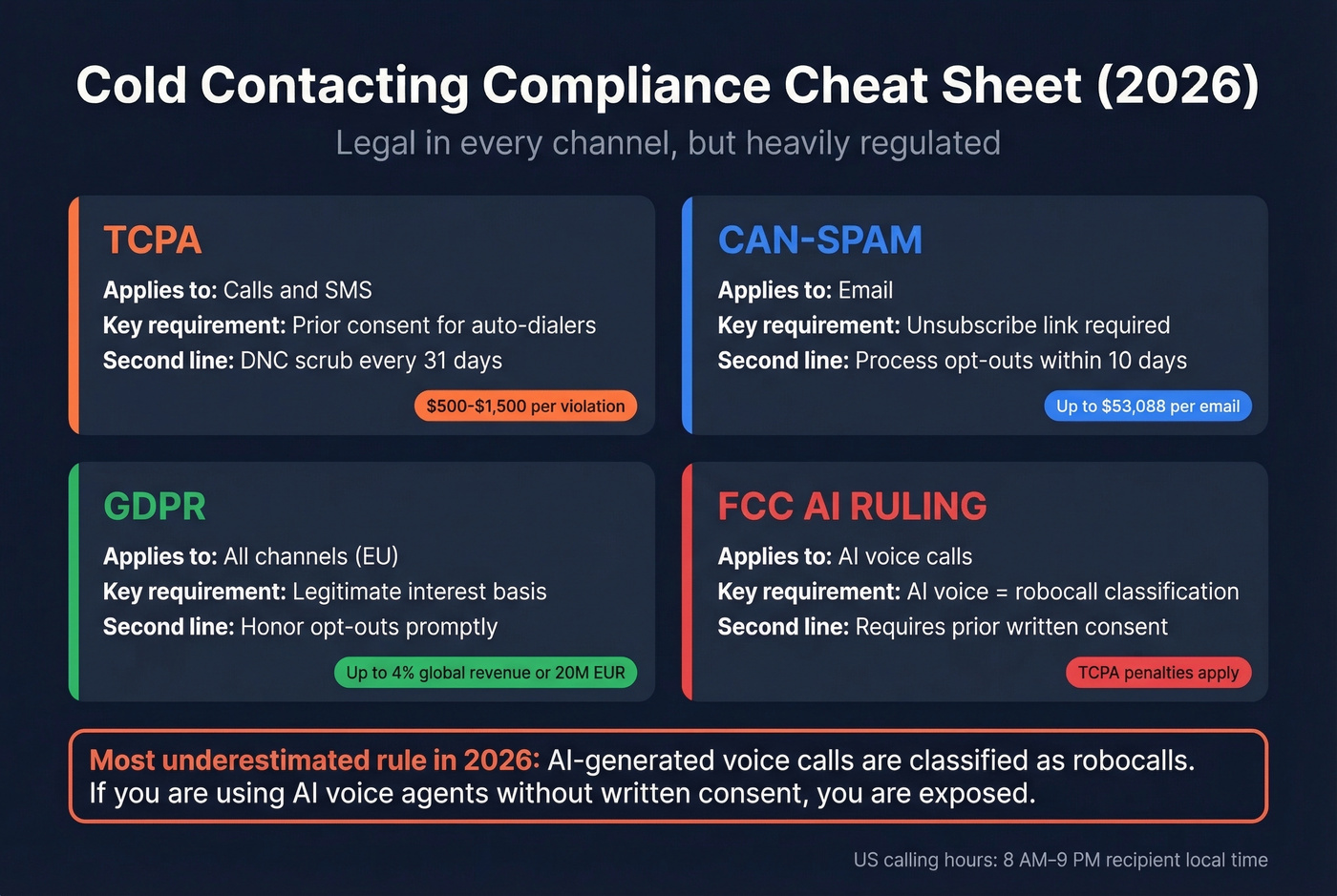 Cold contacting compliance regulations quick reference visual