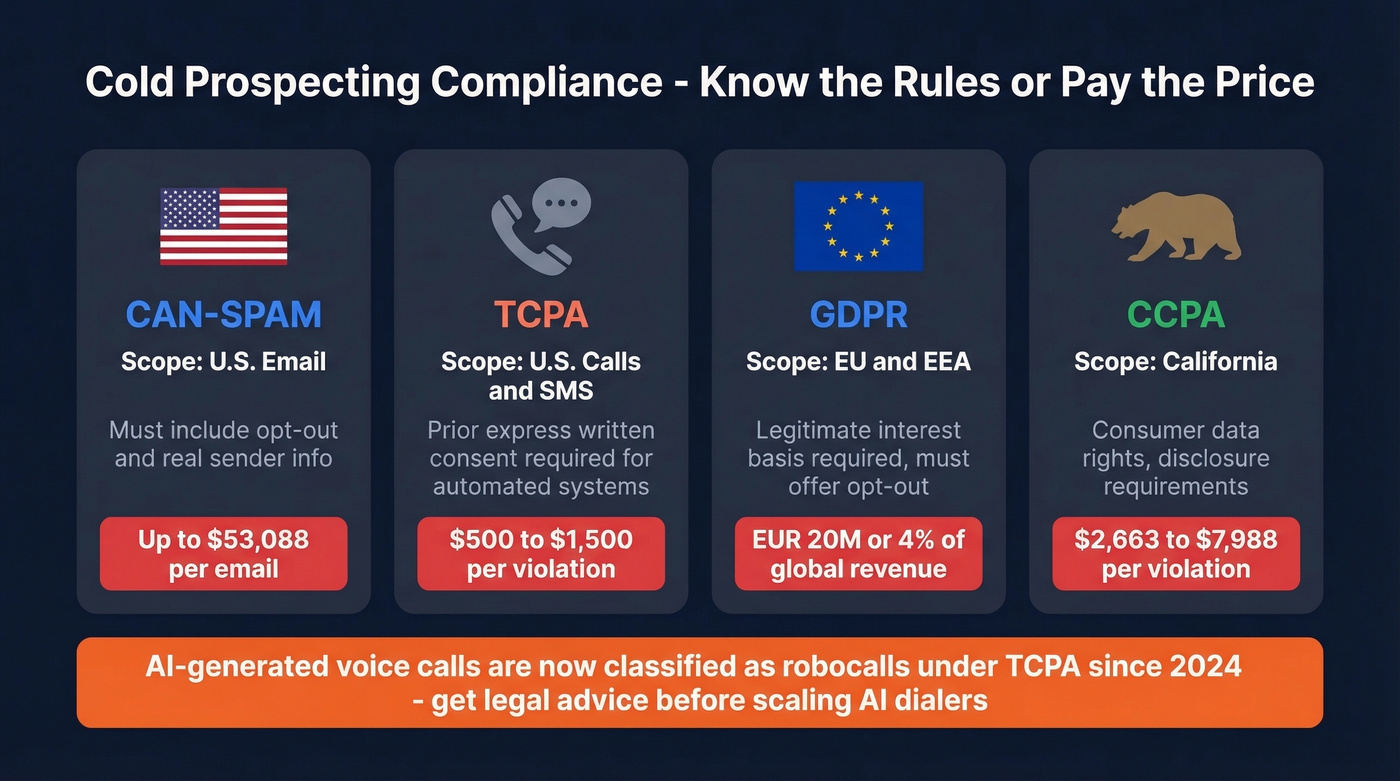 Cold prospecting compliance regulations and penalties overview