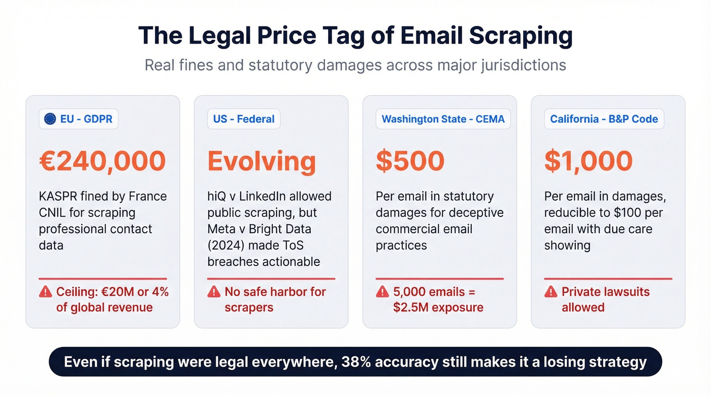 Email scraping legal fines and penalties overview