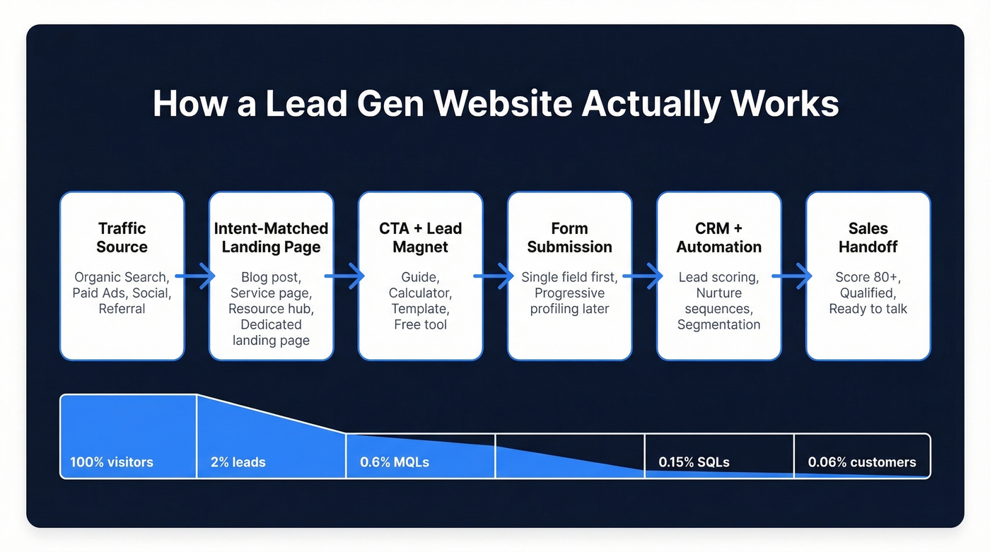 Lead generation website conversion funnel flow chart