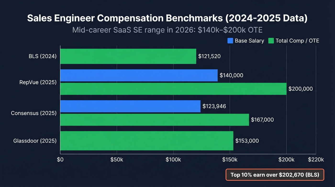 Sales engineer salary benchmarks comparison bar chart 2026