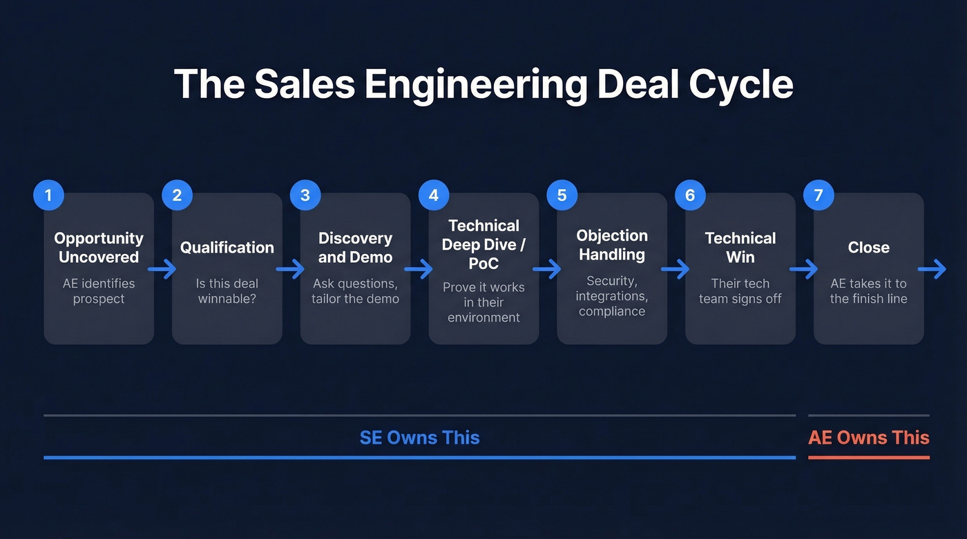 Sales engineering deal cycle seven step flow chart