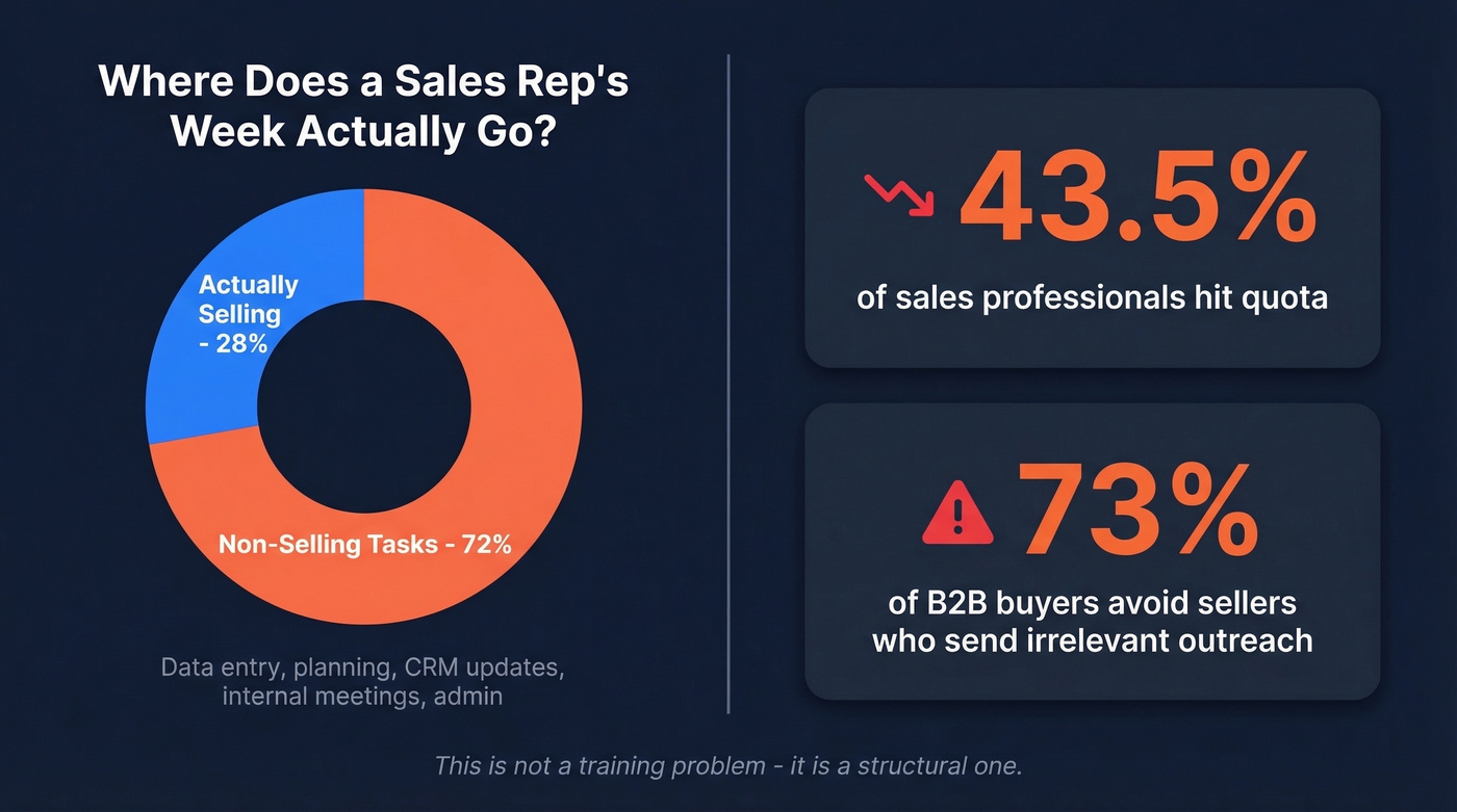 Sales rep time allocation and quota attainment stats