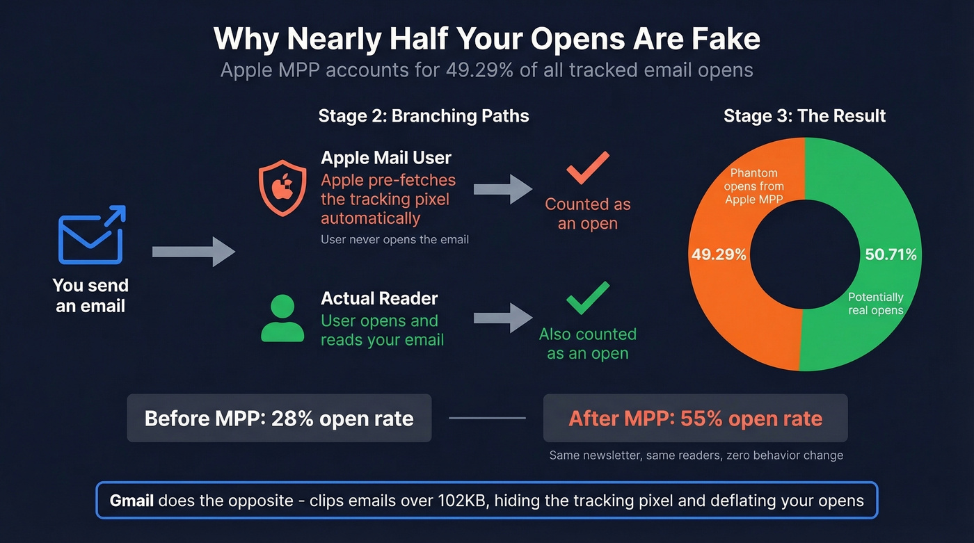 How Apple MPP inflates open rates with phantom opens