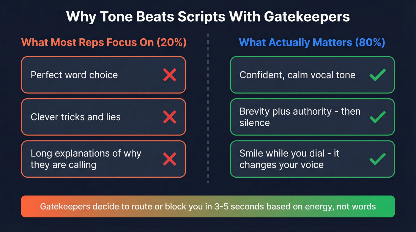 Tone vs script impact on gatekeeper decisions