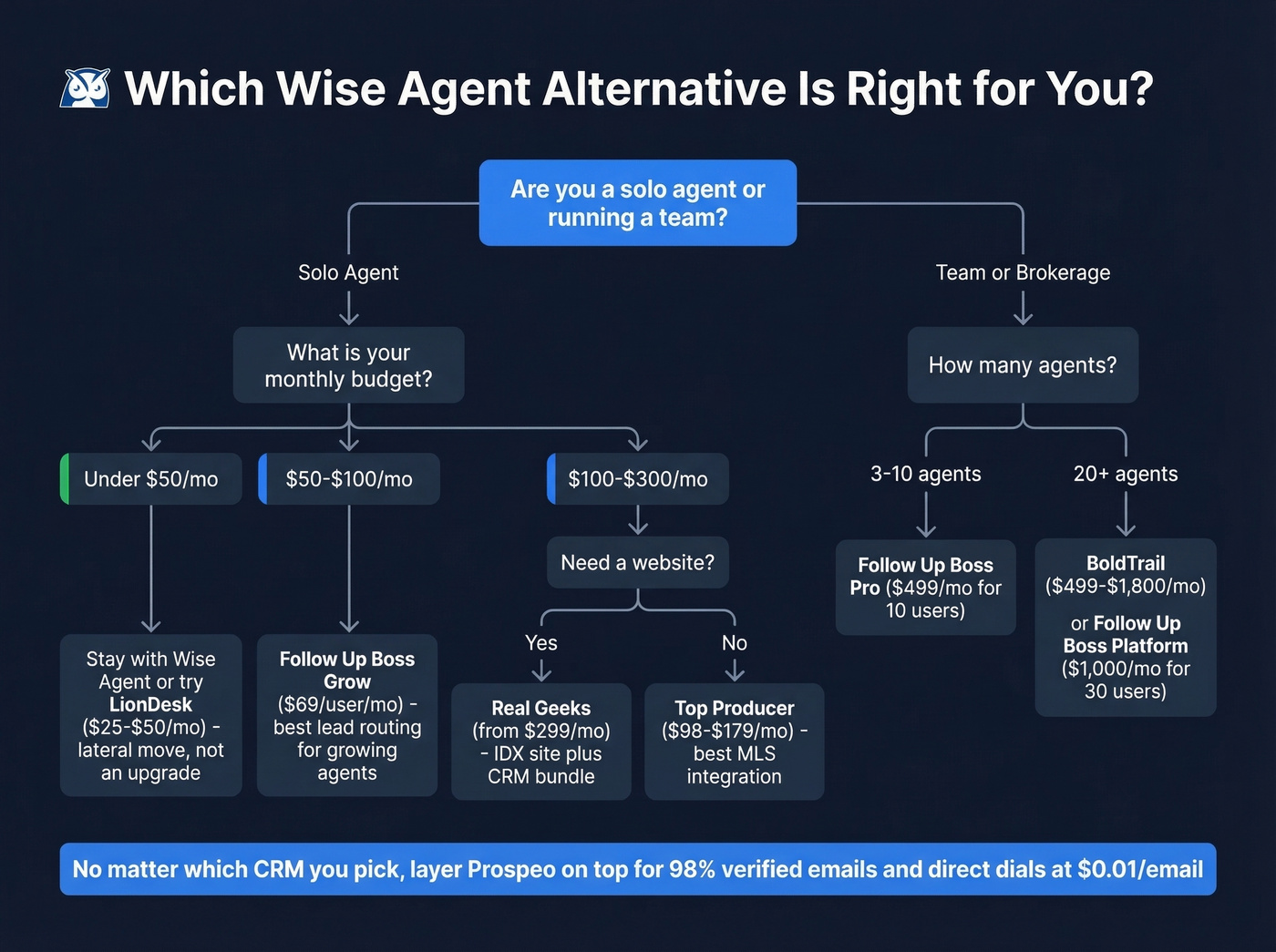 Decision tree for choosing the right Wise Agent alternative