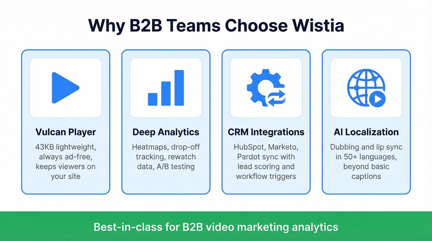 Wistia key strengths and features visual summary