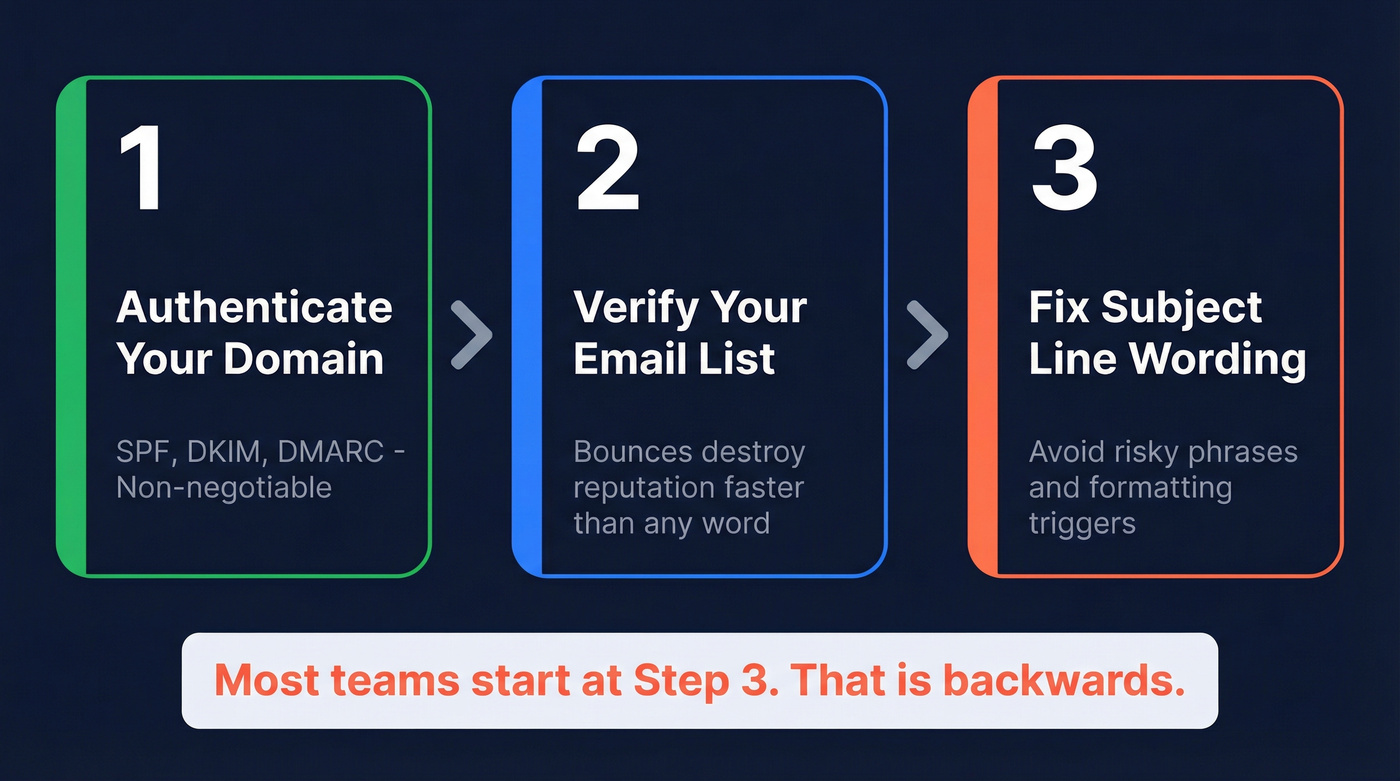 Three-step priority order for email deliverability fixes