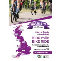 Marie's Challenge 2021 - John o' Groats To Lands End 1000 mile bike ride
